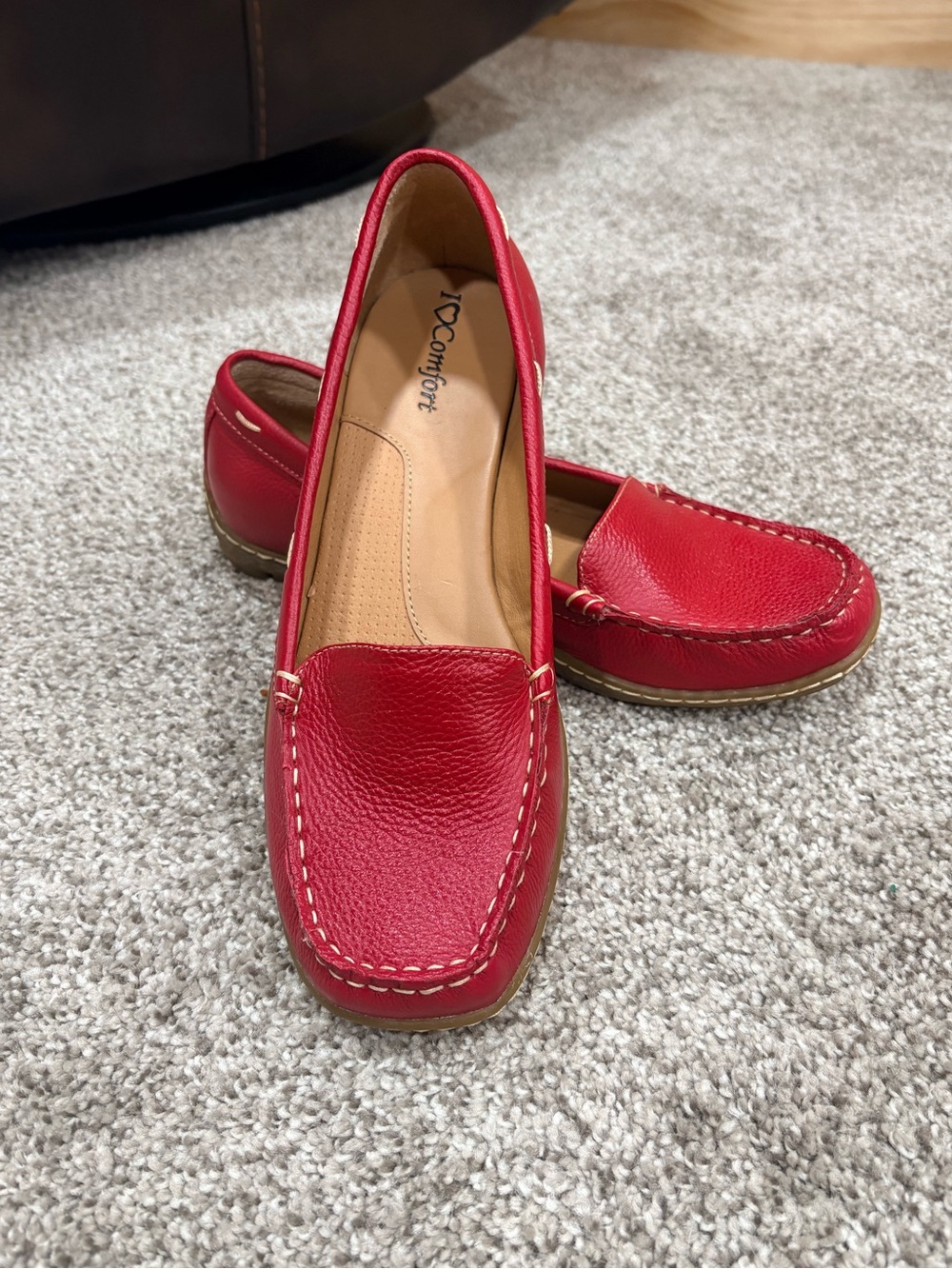 NEW Red Leather Women’s Loafers